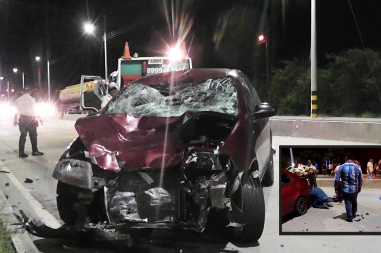 (Video) Impacto entre moto y un auto dejó un muerto y un herido